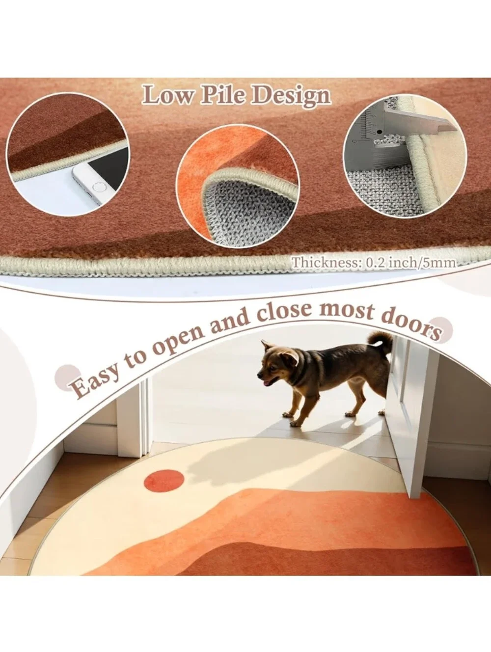 Sungea NWT 4' Round Desert Sun Non-Slip Machine Washable Area Rug Earthtones